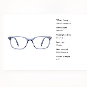 Warby Parker .50 readers periwinkle